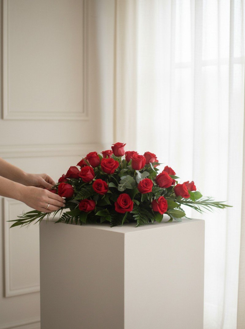 Red Casket Spray Red Casket Spray