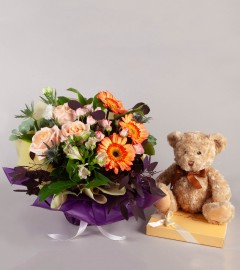 Colourful Beauty with Teddy & Chocolates