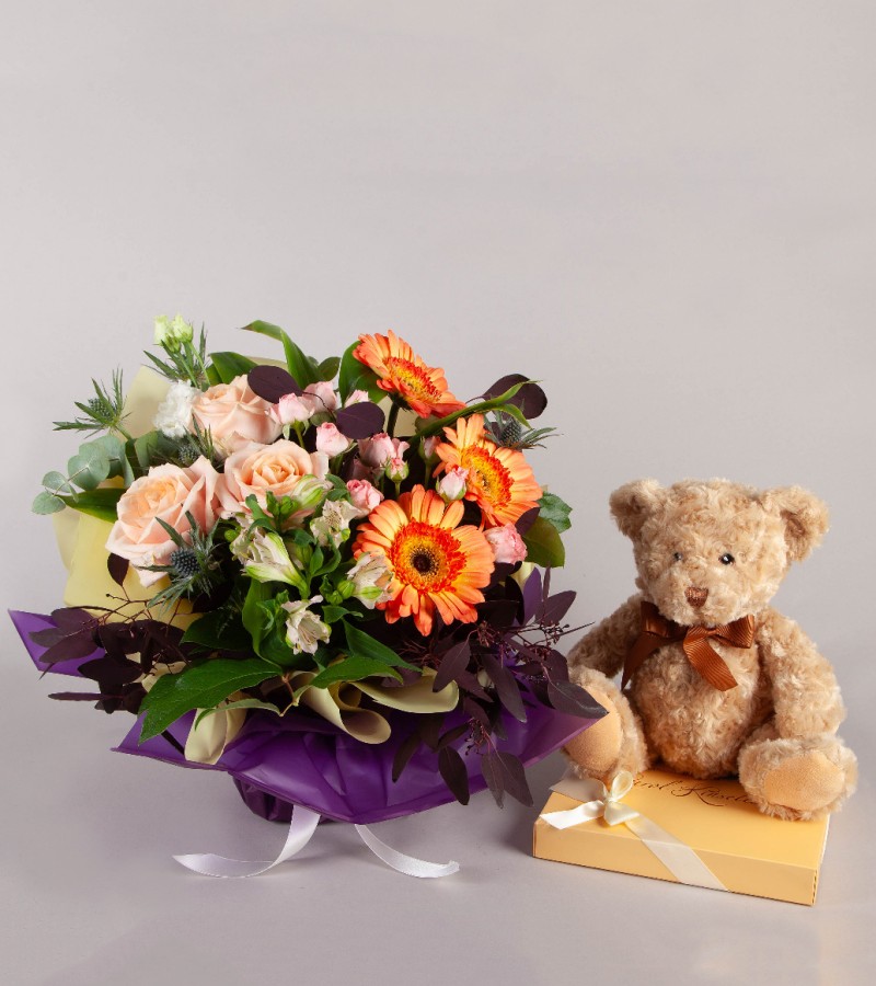 Colourful Beauty with Teddy & Chocolates