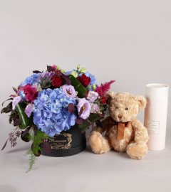 Blue Hatbox with Teddy & Diffuser