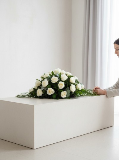 White Casket Spray