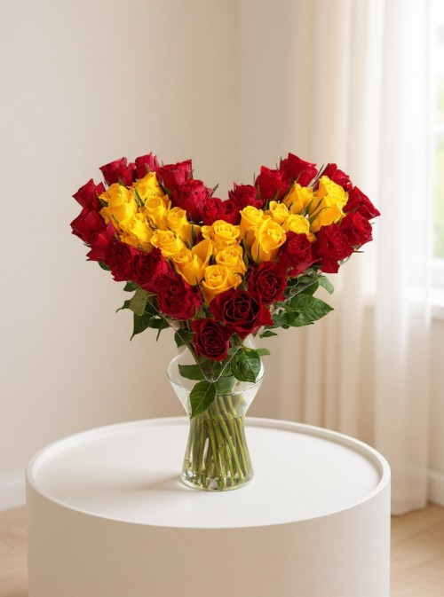Yellow & Red Heart